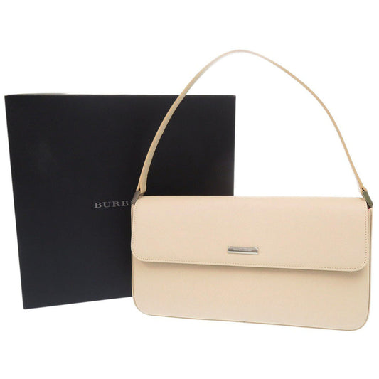 BURBERRY Handbag leather beige With logo Women Used Authentic