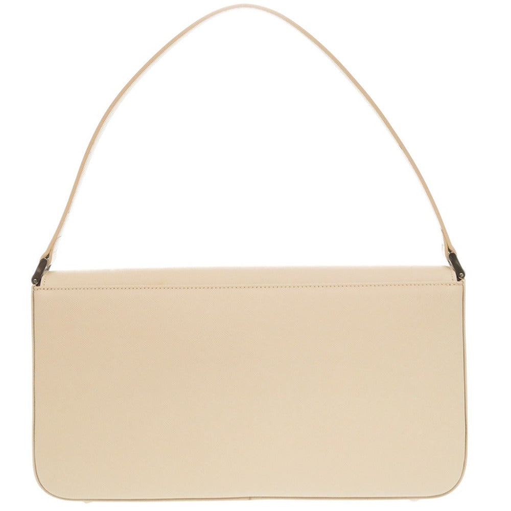 BURBERRY Handbag leather beige With logo Women Used Authentic