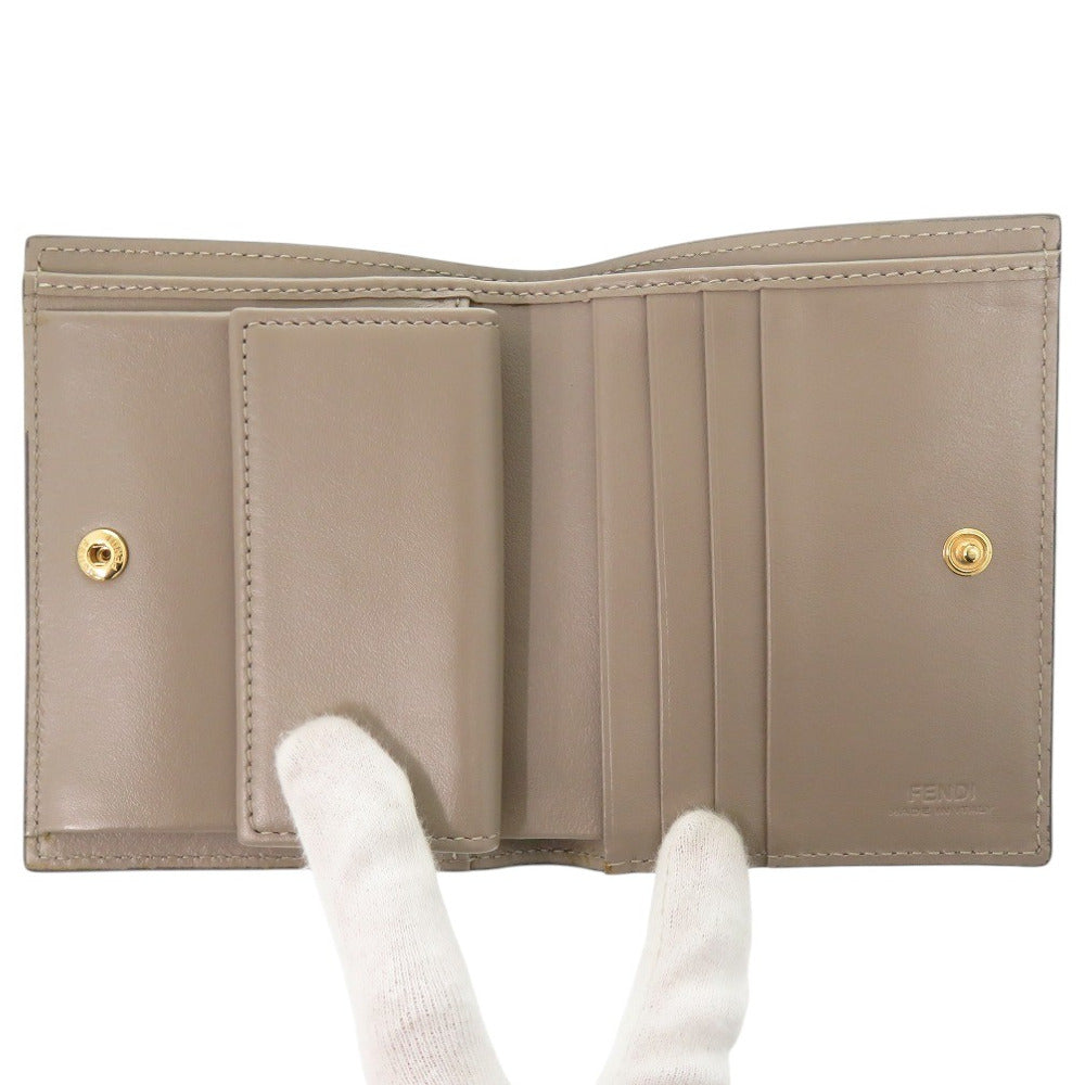 FENDI Bifold Wallet 8M0387 leather beige Ehuise Fendi Women Used Authentic