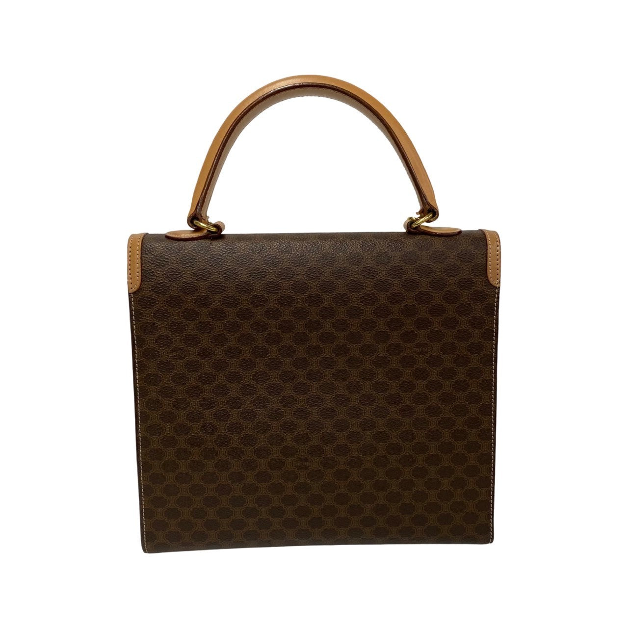 CELINE Handbag Leather, PVC Brown Macadam Blason Triomphe logo ring Metal Women Used Authentic