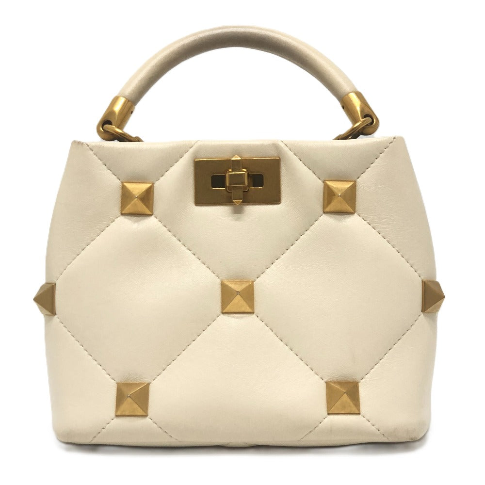 VALENTINO Handbag VW0B0197BSF leather white Rockstud Roman studs