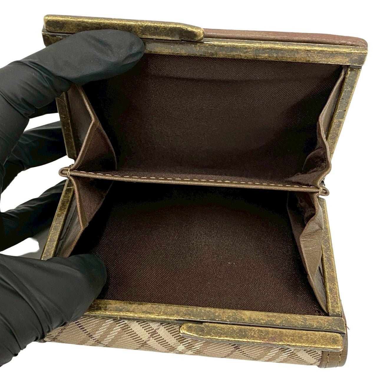 BURBERRY Tri-fold wallet canvas gray Blue label