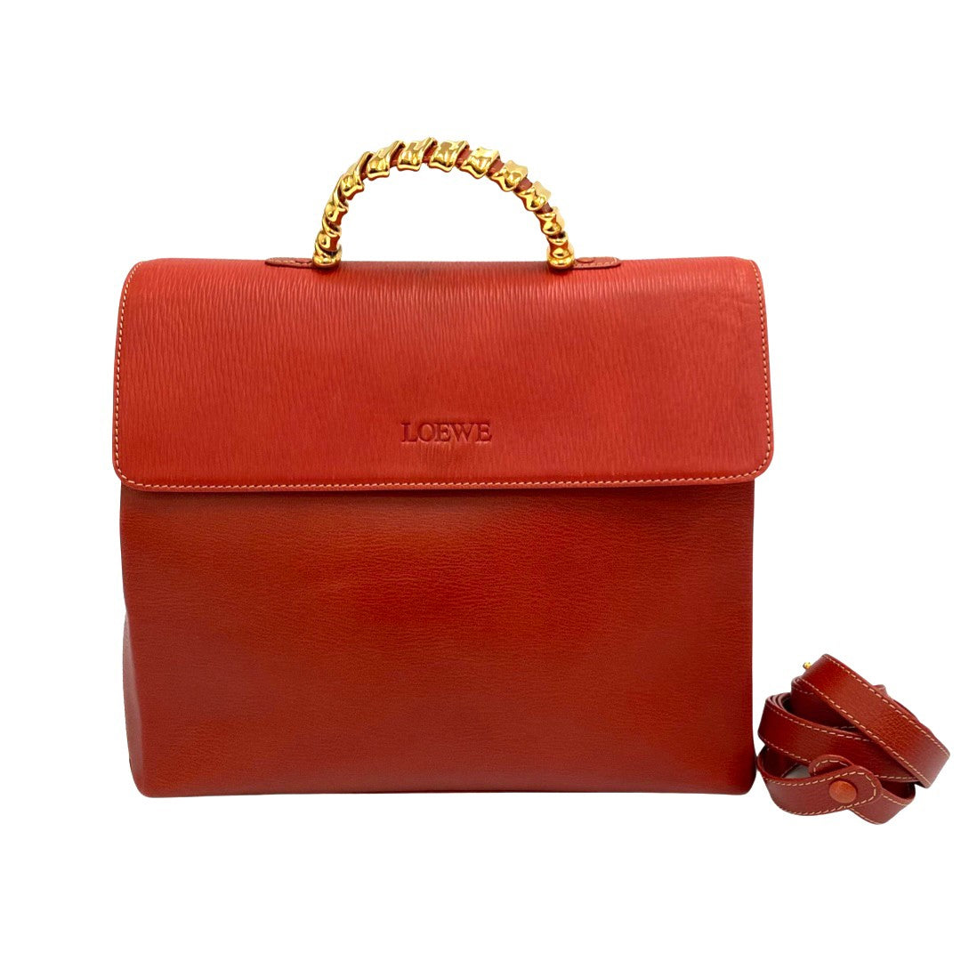 LOEWE Shoulder Bag leather Red Velazquez Women Used Authentic