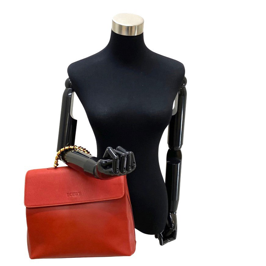 LOEWE Shoulder Bag leather Red Velazquez Women Used Authentic