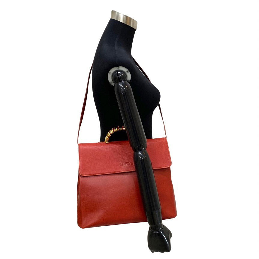 LOEWE Shoulder Bag leather Red Velazquez Women Used Authentic