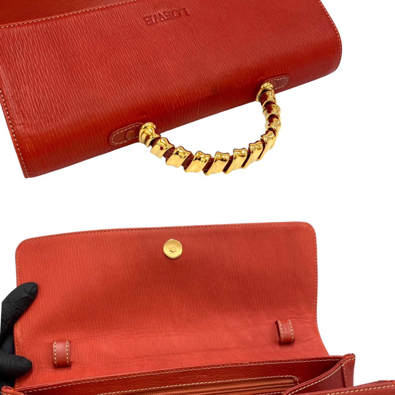 LOEWE Shoulder Bag leather Red Velazquez Women Used Authentic