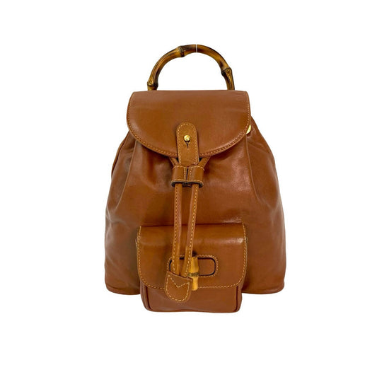 GUCCI Backpack leather Brown Bamboo