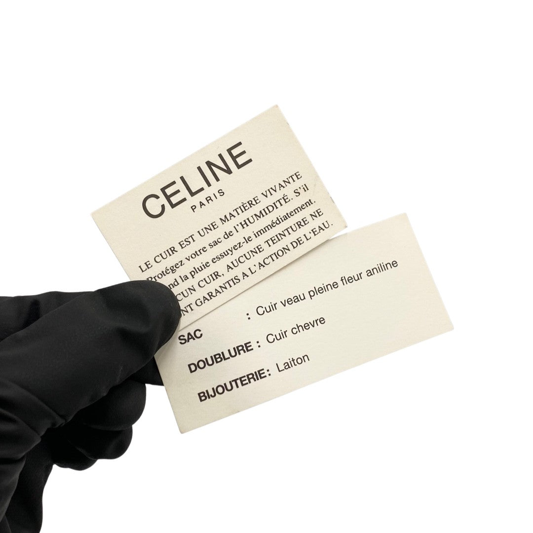 CELINE Handbag Calfskin, Leather black Circle logo Women Used Authentic