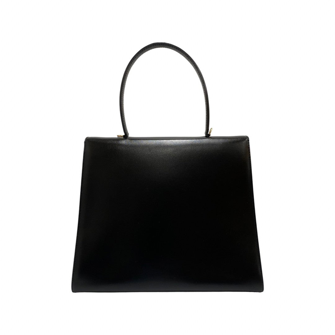 CELINE Handbag Calfskin, Leather black Circle logo Women Used Authentic