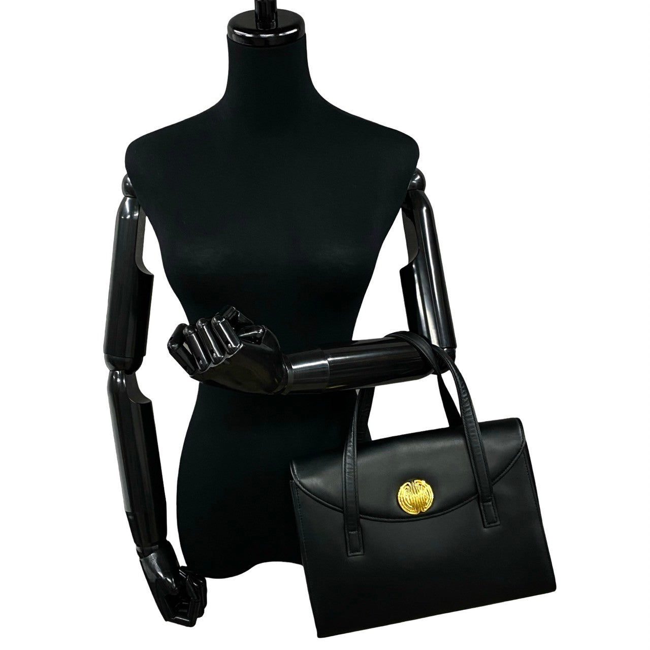 GIVENCHY Handbag leather black 4G Women Used Authentic