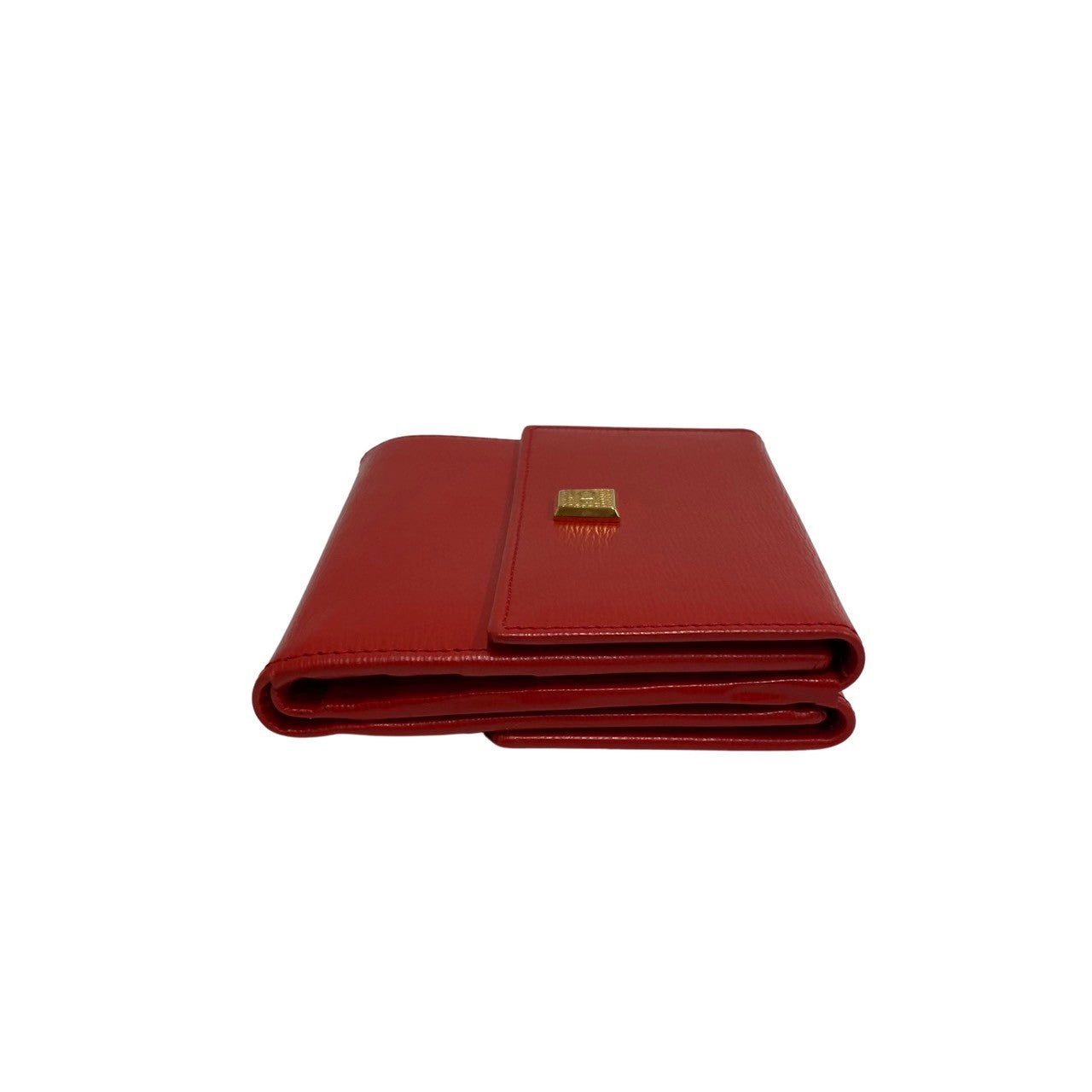 Dior Bifold Wallet leather Red CD logo Metal Women Used Authentic