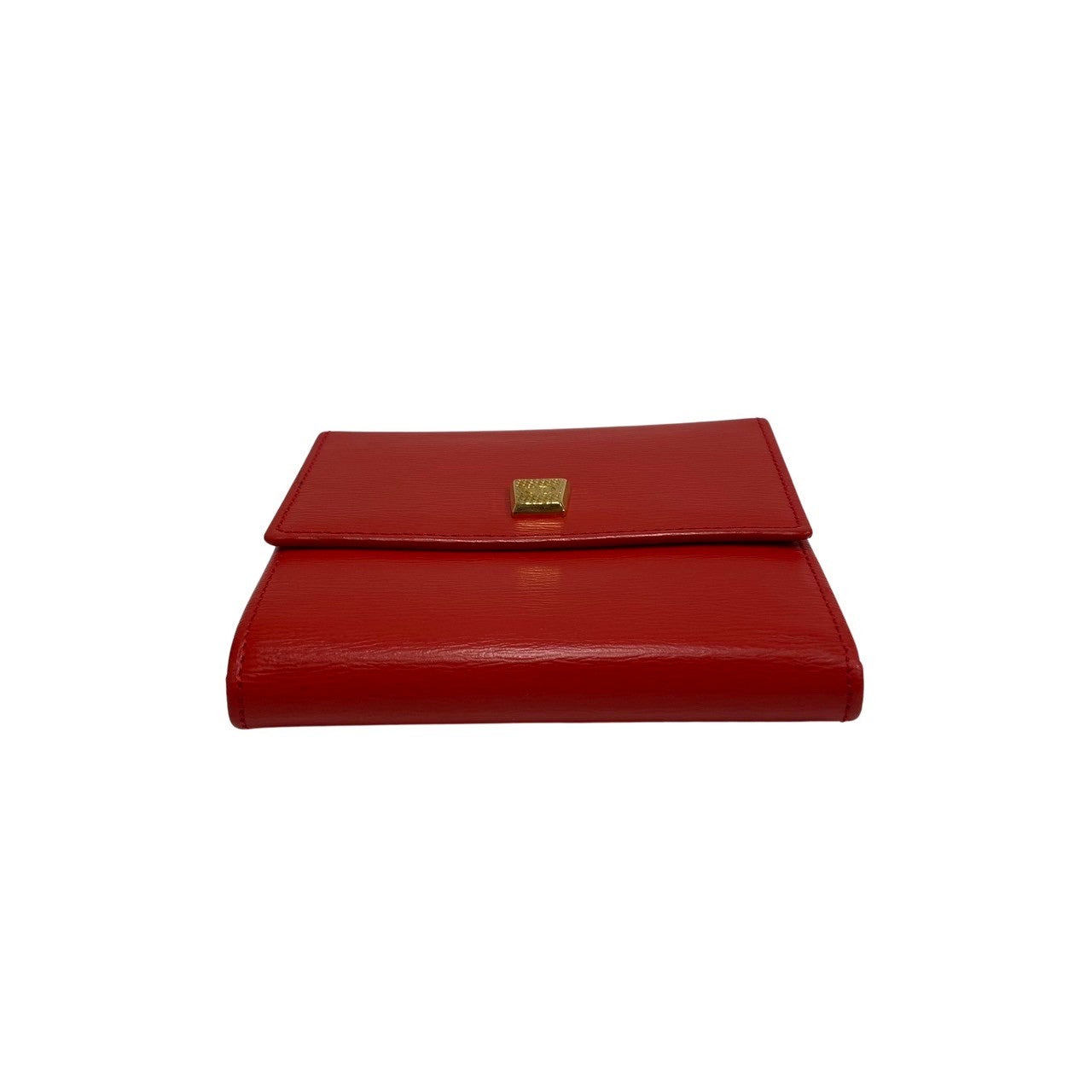 Dior Bifold Wallet leather Red CD logo Metal Women Used Authentic
