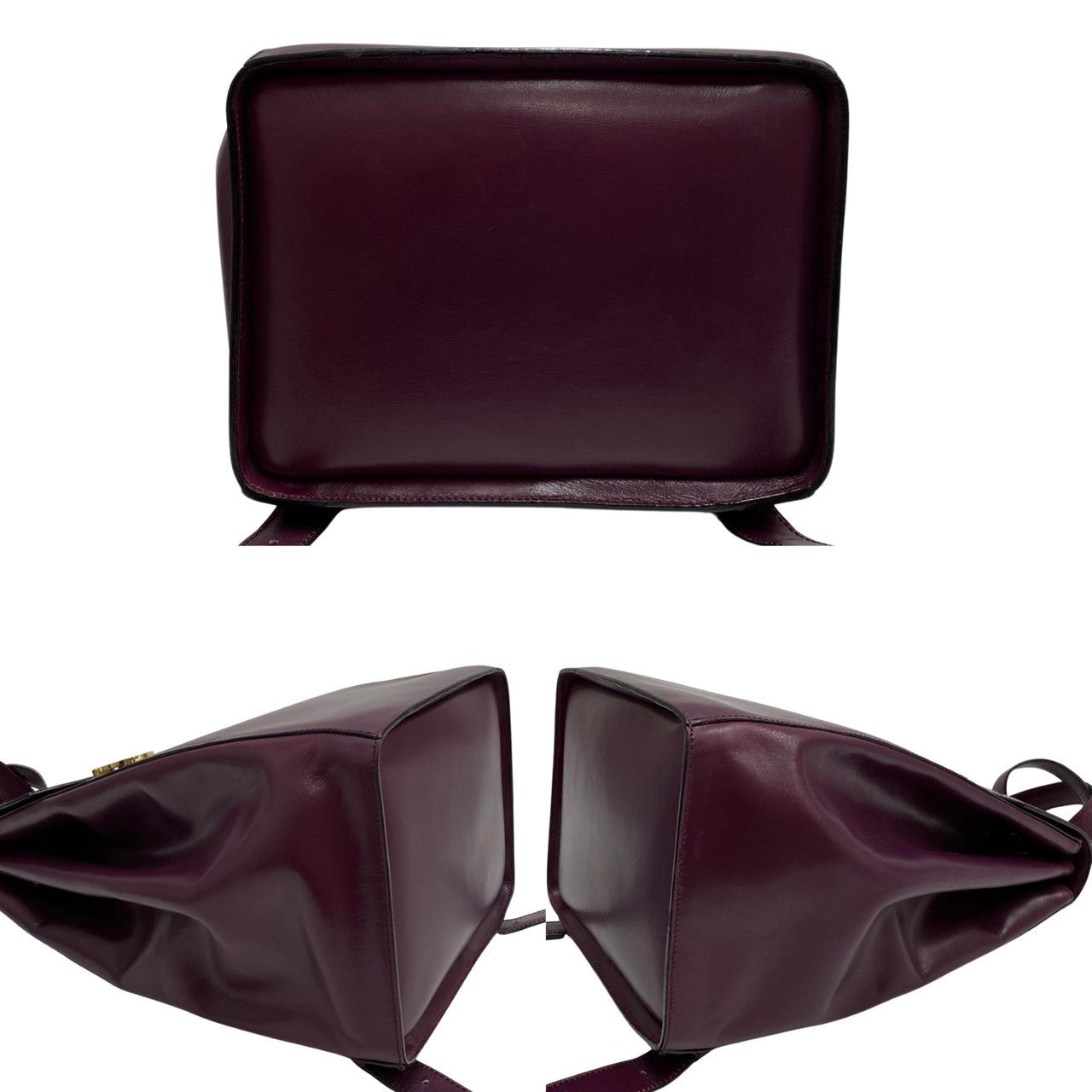 CELINE Backpack Calfskin, Leather purple logo Metal Women Used Authentic