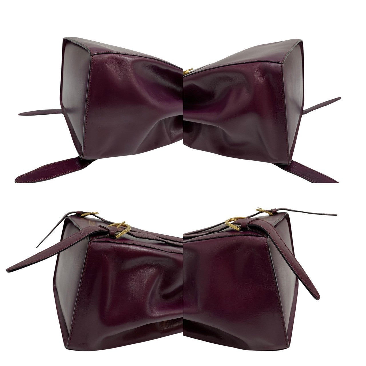 CELINE Backpack Calfskin, Leather purple logo Metal Women Used Authentic