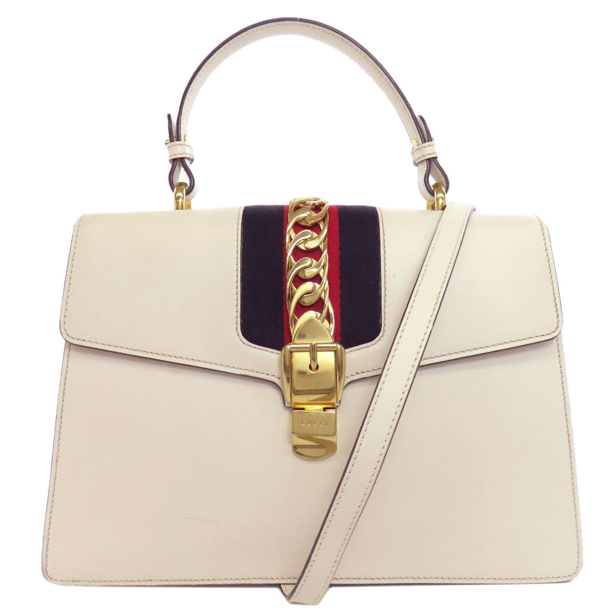 GUCCI Handbag 431665 leather white Sylvie 2WAY