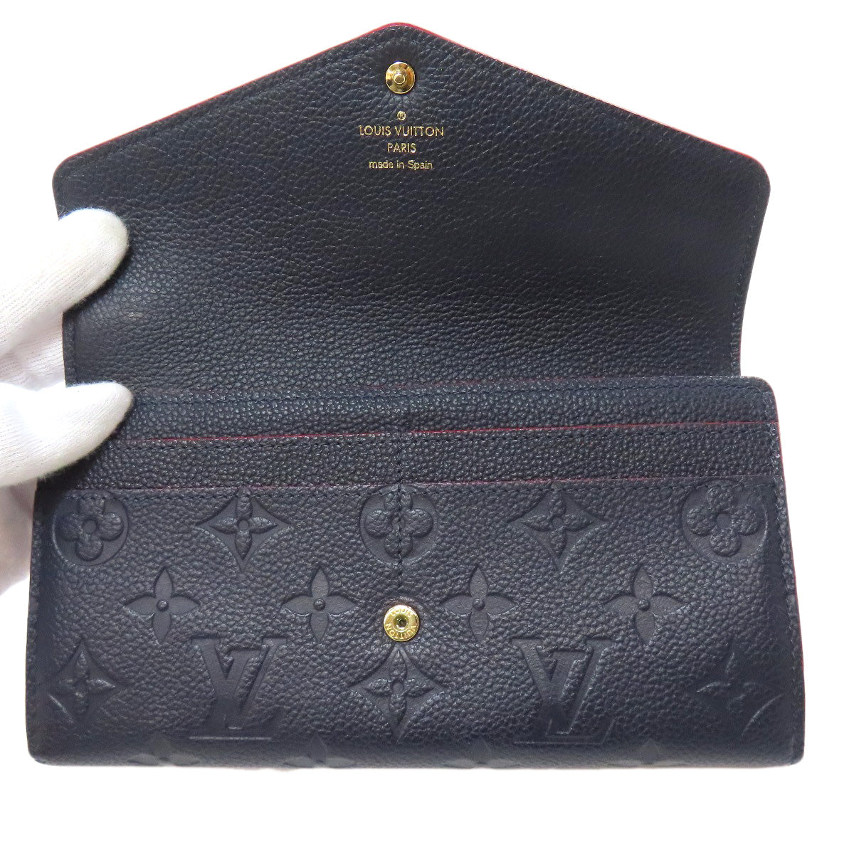 LOUIS VUITTON Long Wallet Purse M62125 Ann Platt Navy Portefeuille Sara Women Used Authentic
