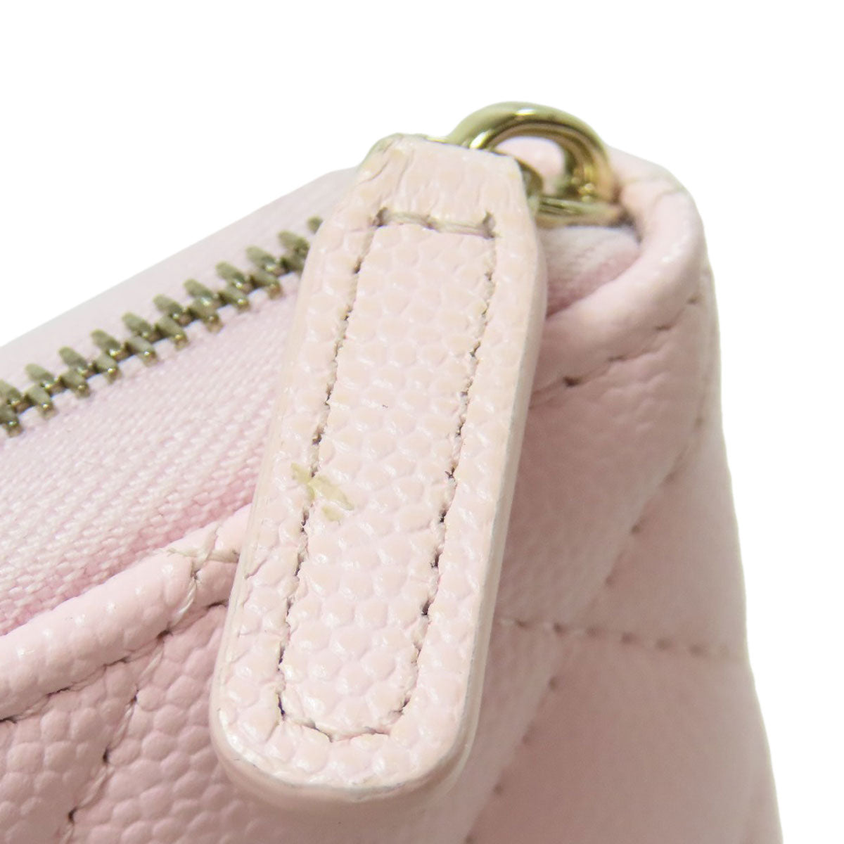 CHANEL Long Wallet Purse Grained Calfskin Skin pink Matelasse COCO Mark Gold Metal Women Used Authentic