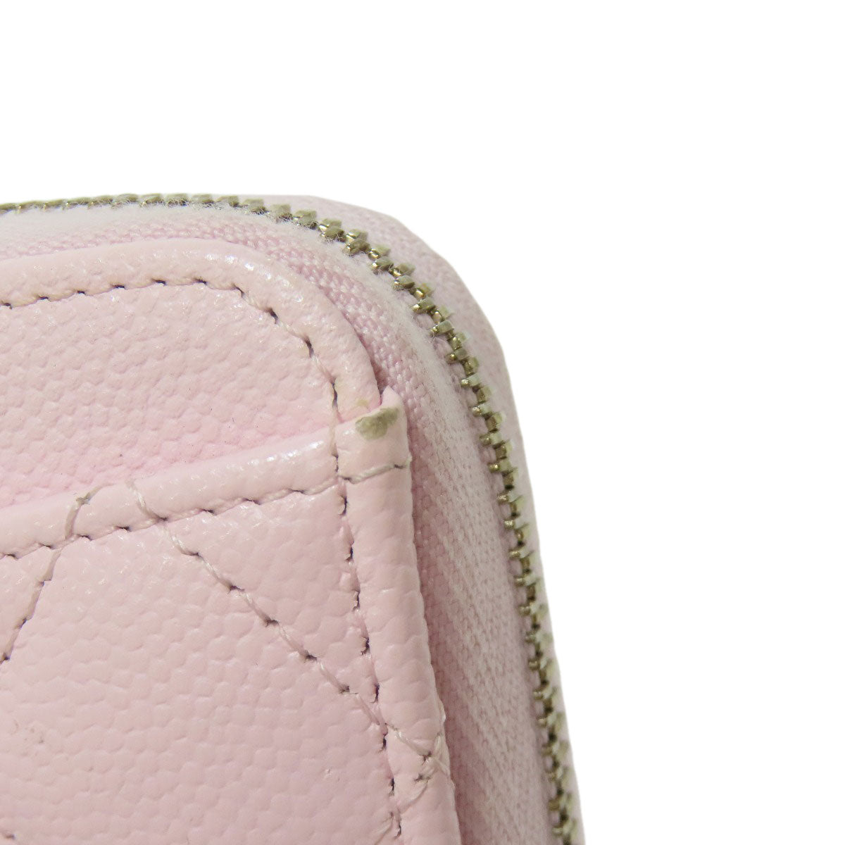 CHANEL Long Wallet Purse Grained Calfskin Skin pink Matelasse COCO Mark Gold Metal Women Used Authentic