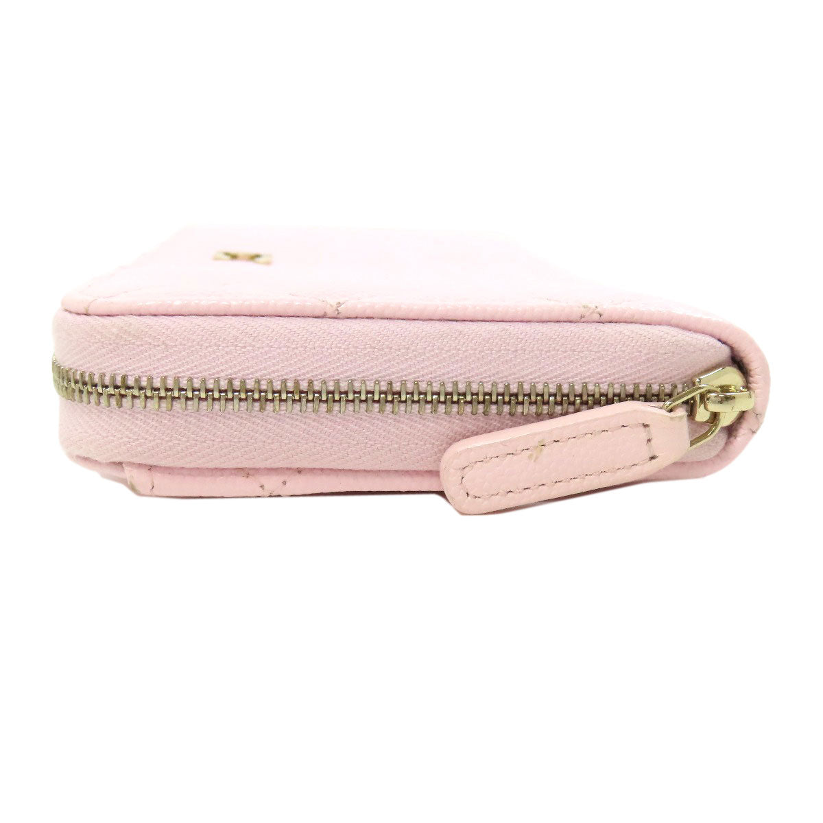 CHANEL Long Wallet Purse Grained Calfskin Skin pink Matelasse COCO Mark Gold Metal Women Used Authentic