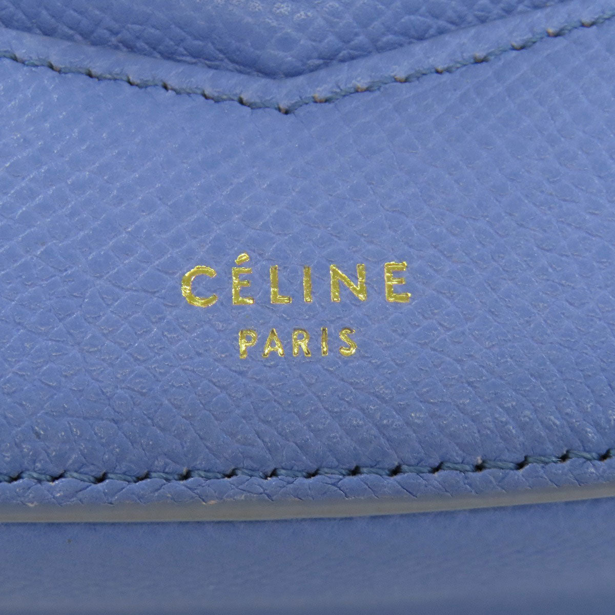 CELINE Shoulder Bag Calfskin Light blue logo Women Used Authentic