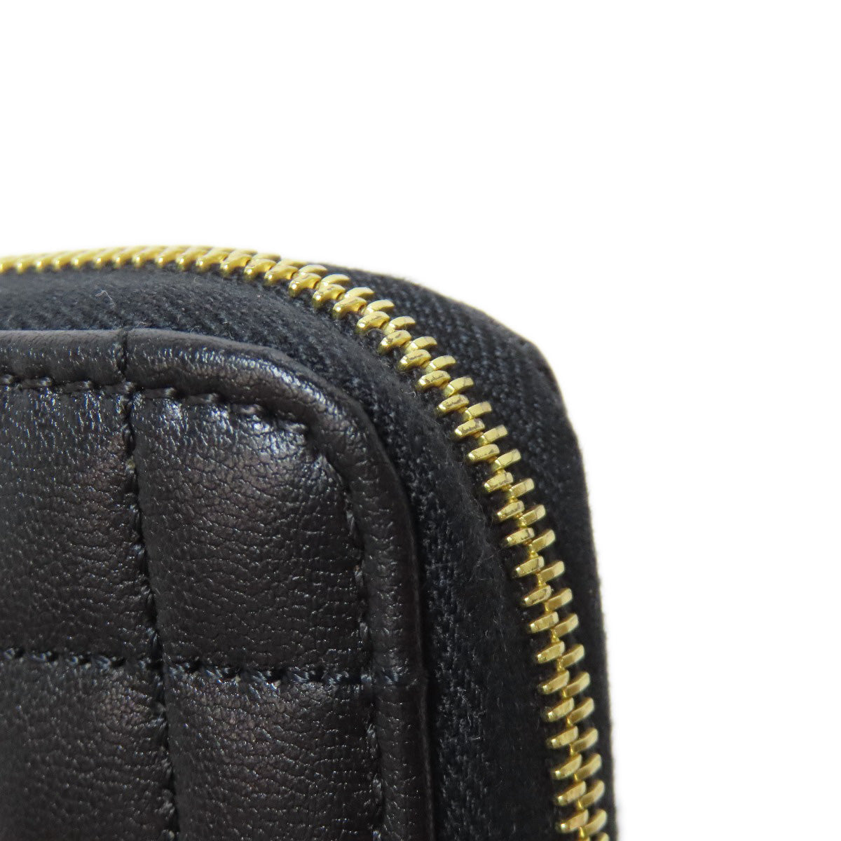 CELINE Long Wallet Purse leather black Zip Around Women(Unisex) Used Authentic