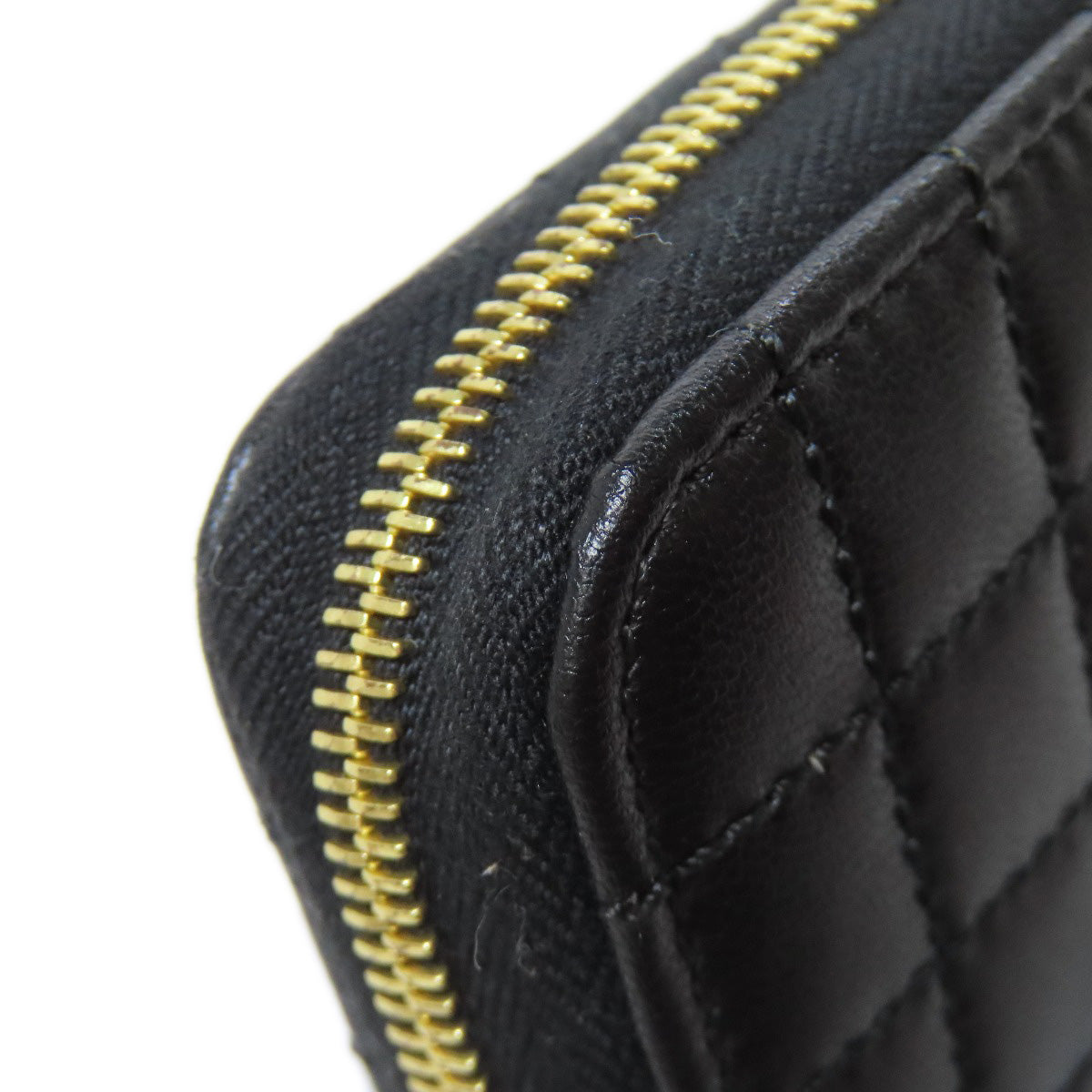 CELINE Long Wallet Purse leather black Zip Around Women(Unisex) Used Authentic