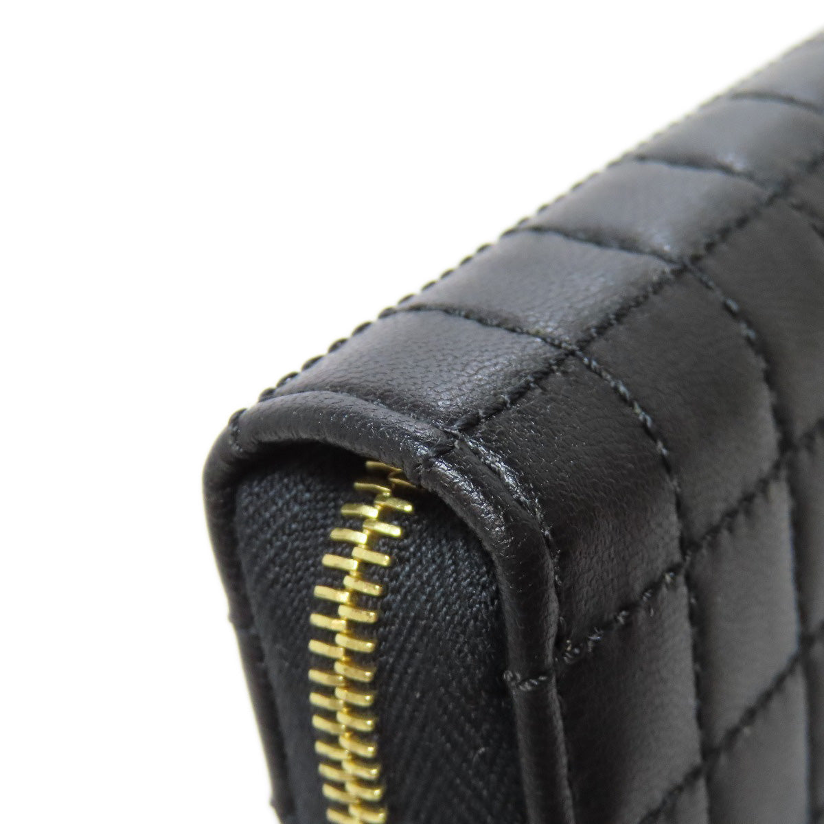 CELINE Long Wallet Purse leather black Zip Around Women(Unisex) Used Authentic