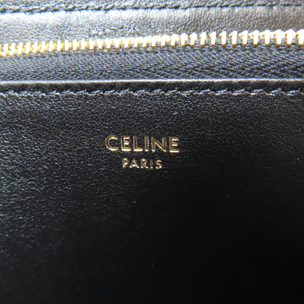 CELINE Long Wallet Purse leather black Zip Around Women(Unisex) Used Authentic