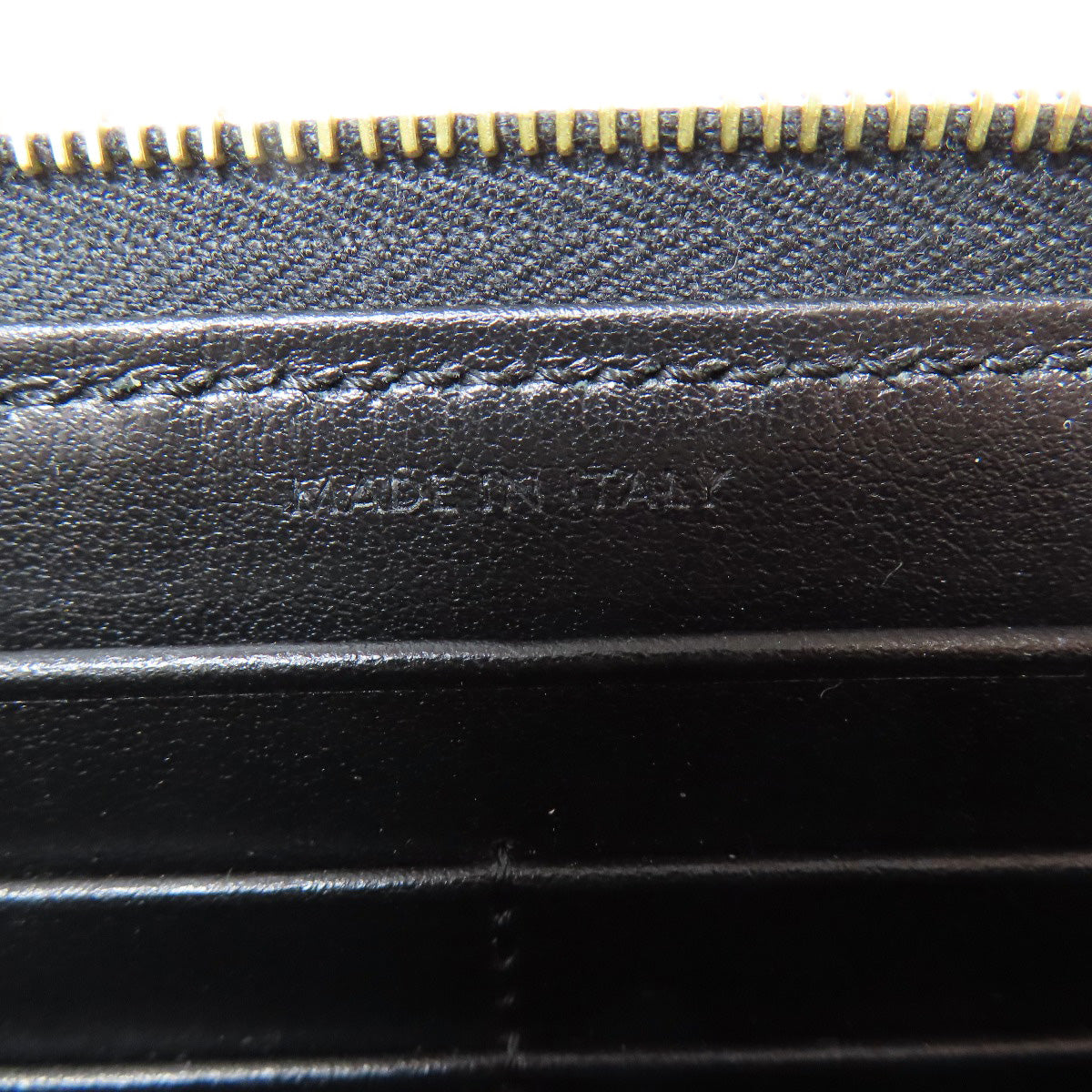 CELINE Long Wallet Purse leather black Zip Around Women(Unisex) Used Authentic