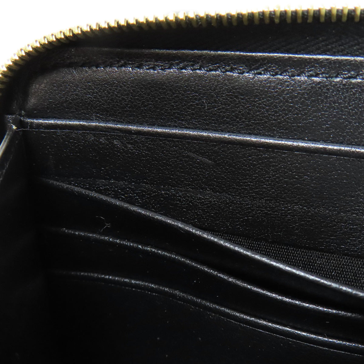 CELINE Long Wallet Purse leather black Zip Around Women(Unisex) Used Authentic