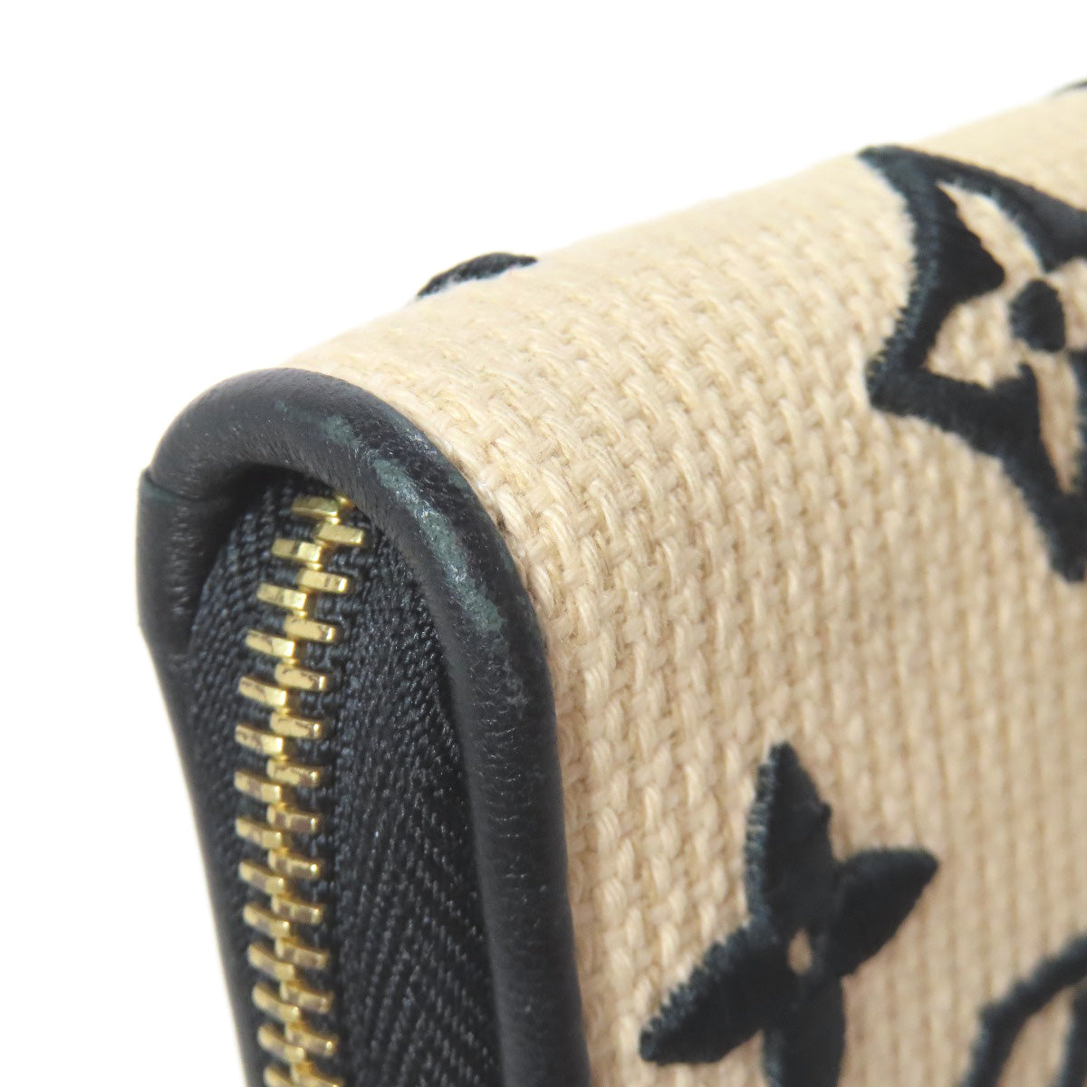 LOUIS VUITTON Long Wallet Purse M82529 Cotton canvas beige Zippy Wallet by the Pool Women Used Authentic