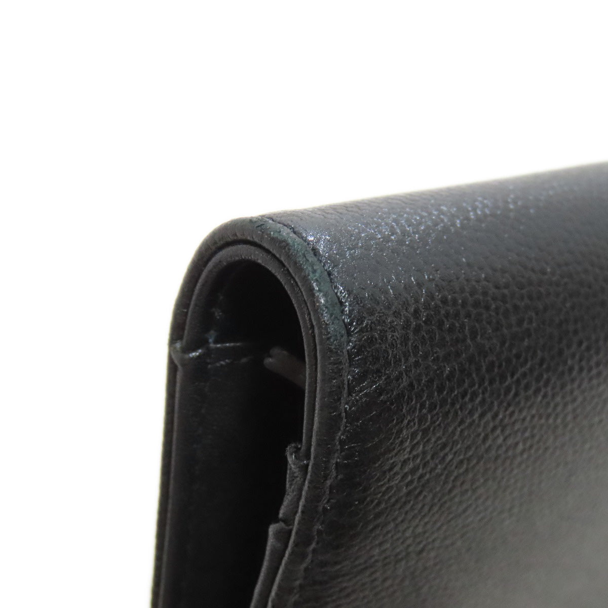 CHANEL Long Wallet Purse Grained Calfskin Skin black COCO Mark SilverMetal Women Used Authentic