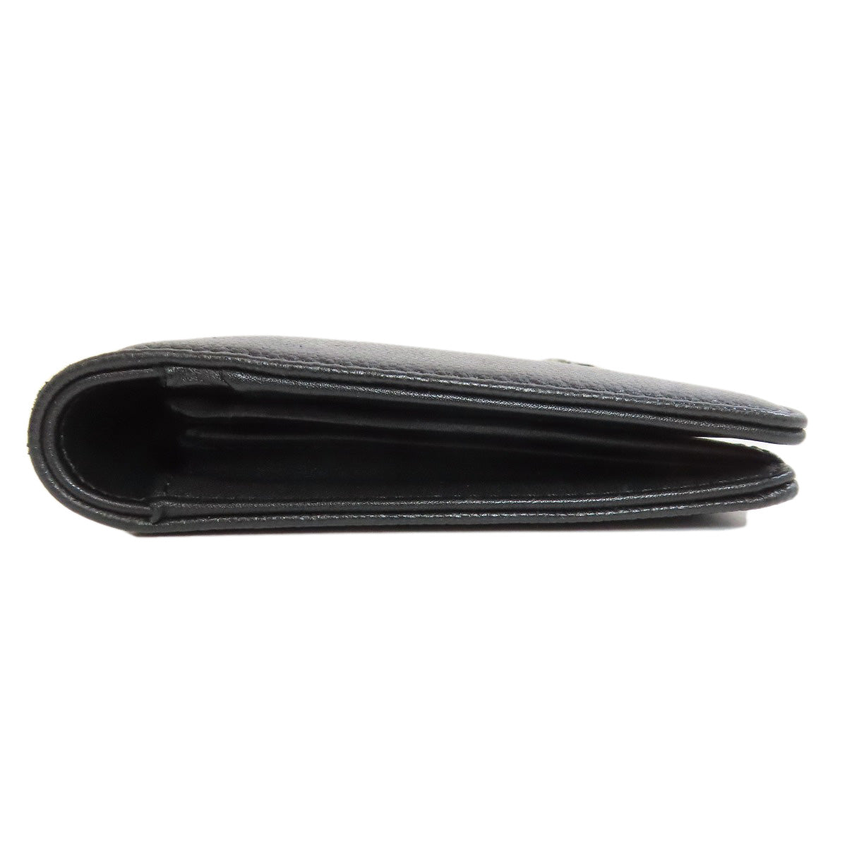 CHANEL Long Wallet Purse Grained Calfskin Skin black COCO Mark SilverMetal Women Used Authentic