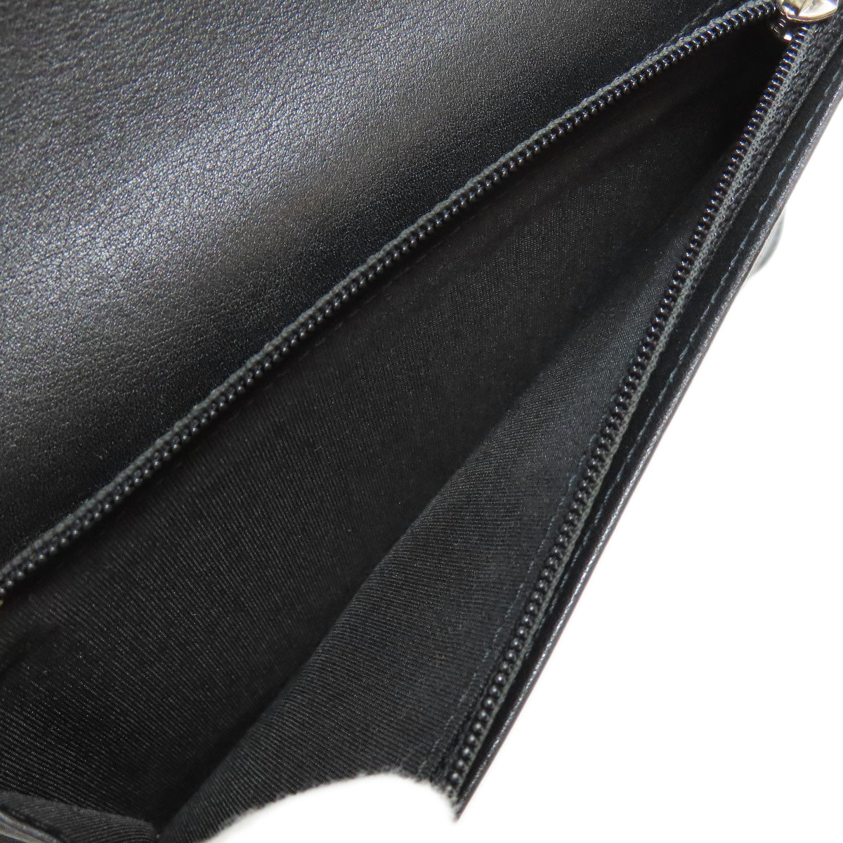 CHANEL Long Wallet Purse Grained Calfskin Skin black COCO Mark SilverMetal Women Used Authentic