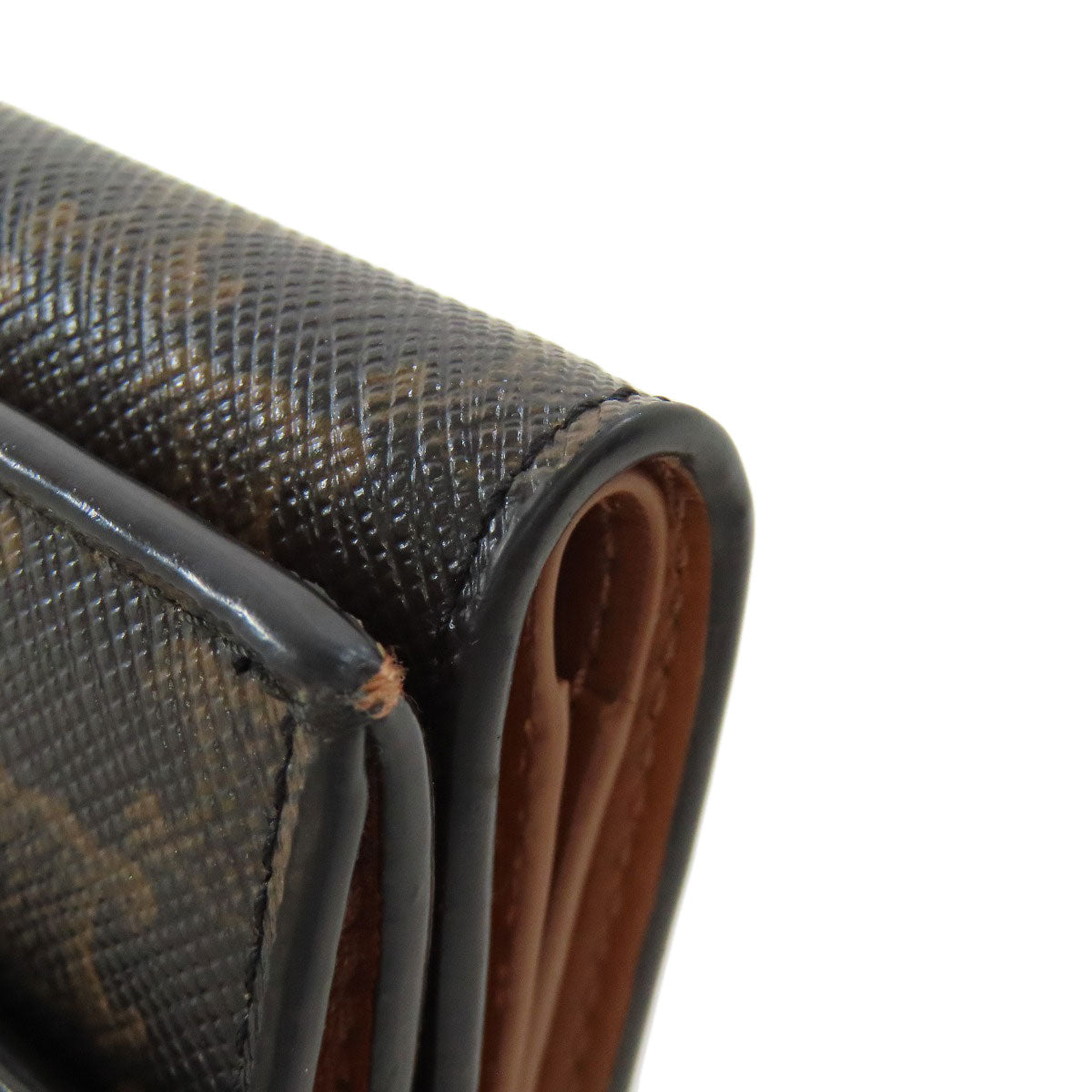 CELINE Bifold Wallet PVC Brown Tri-fold Wallet Macadam Women Used Authentic