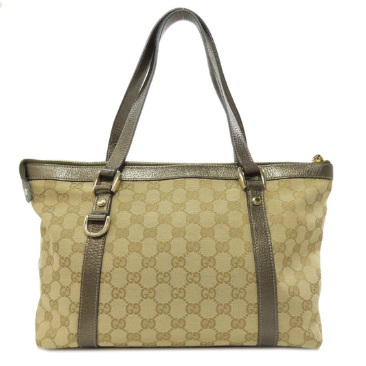 GUCCI Tote Bag 141470 canvas Brown Abbey GG pattern Women Used Authentic