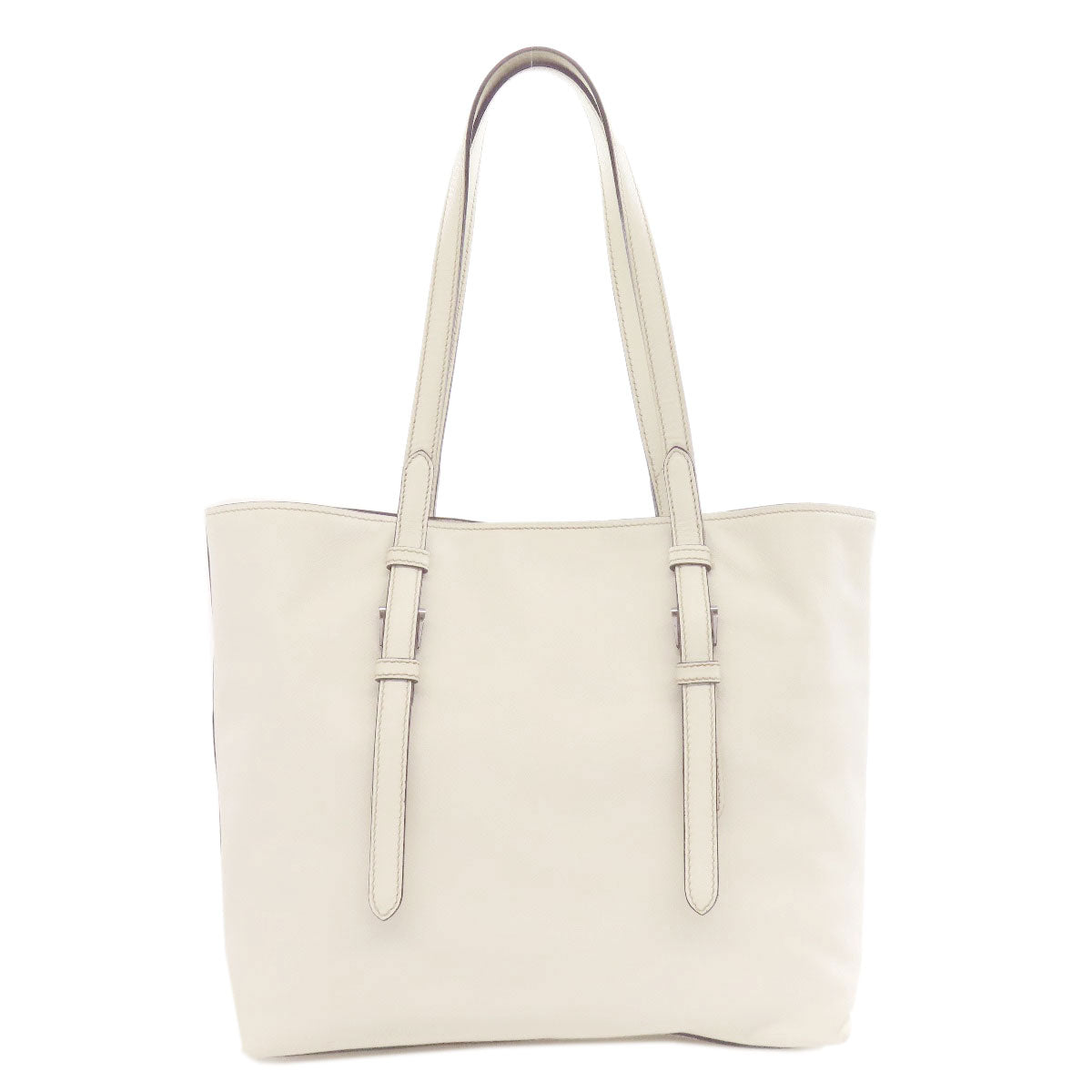 PRADA Tote Bag BR5134 Calfskin white logo Women Used Authentic