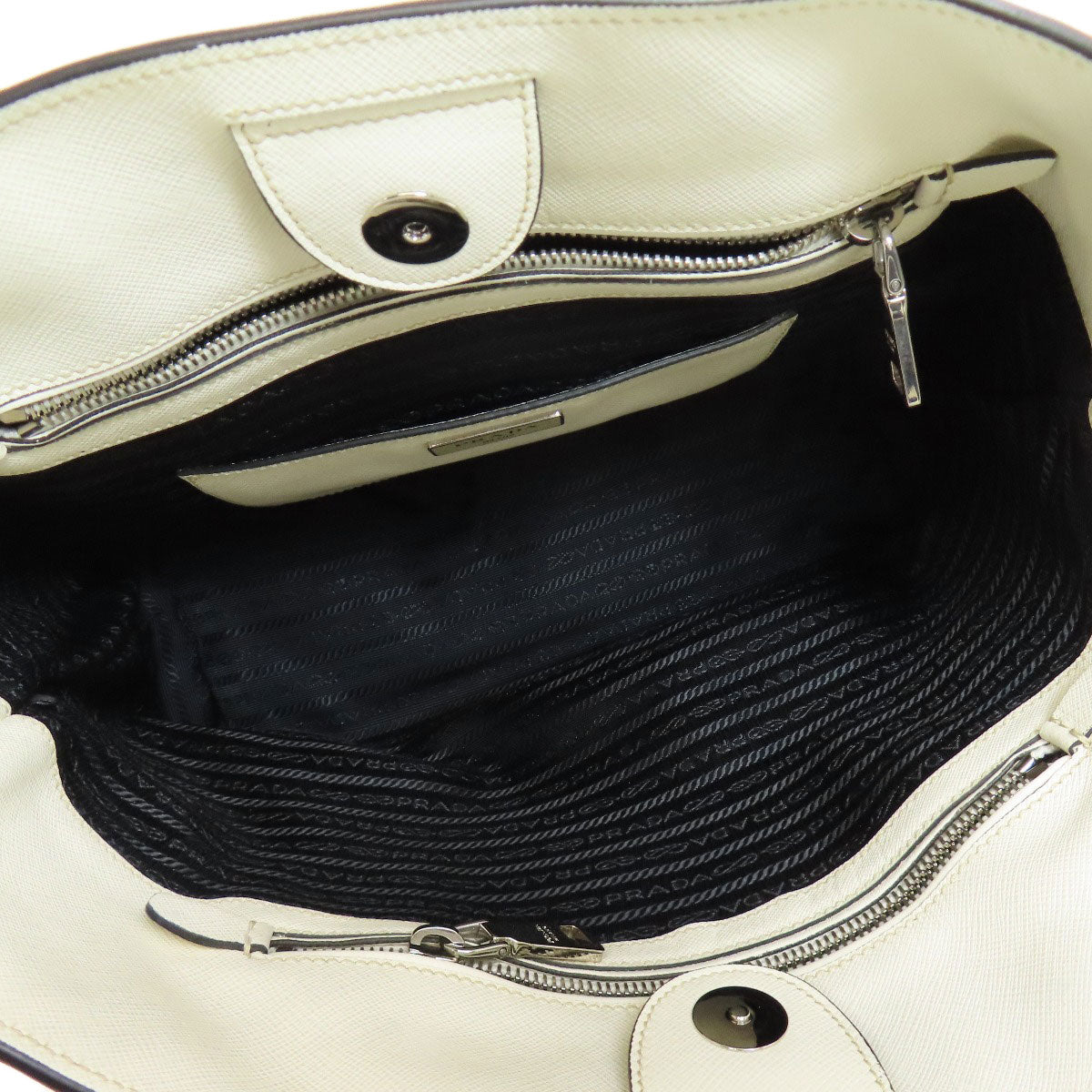 PRADA Tote Bag BR5134 Calfskin white logo Women Used Authentic