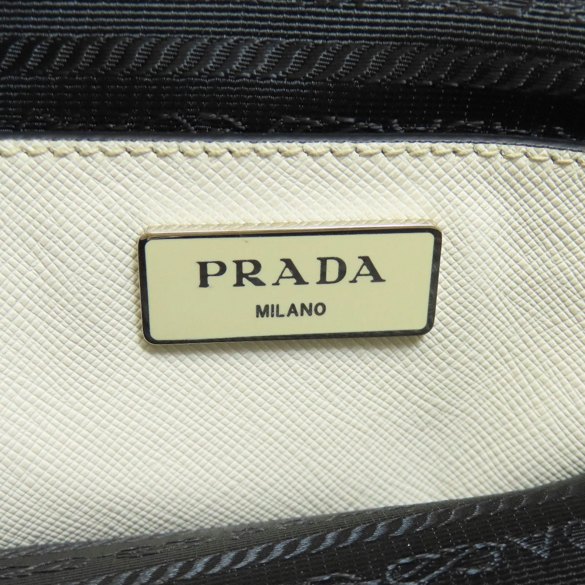 PRADA Tote Bag BR5134 Calfskin white logo Women Used Authentic