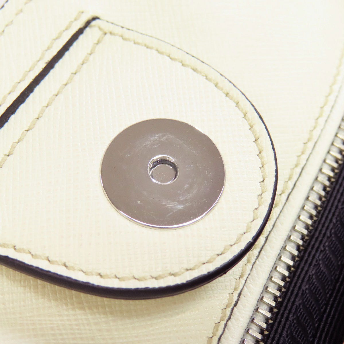PRADA Tote Bag BR5134 Calfskin white logo Women Used Authentic