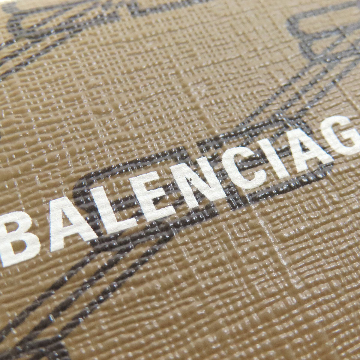 BALENCIAGA Bifold Wallet 594312 PVC Brown BB Tri-fold Wallet Women(Unisex) Used Authentic