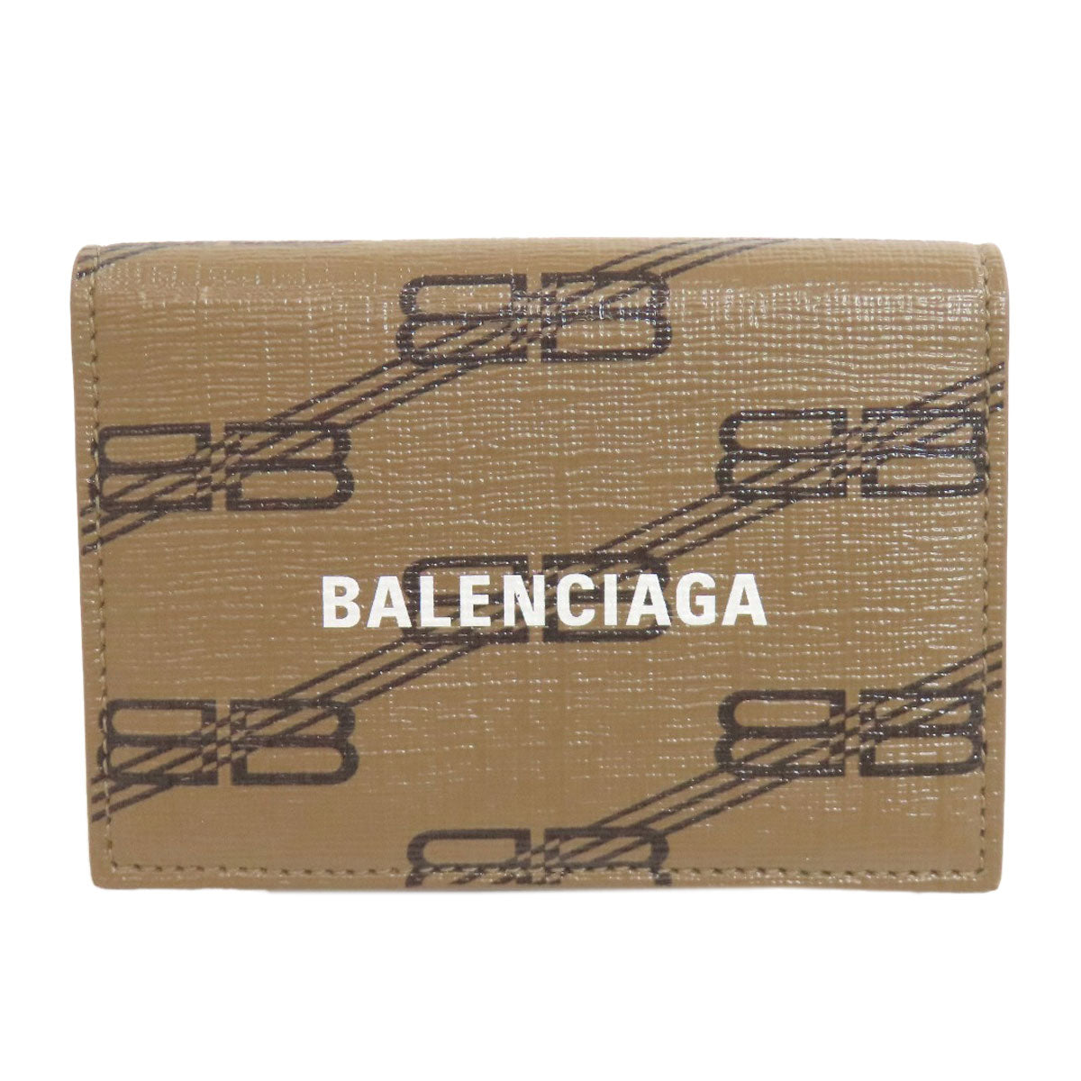 BALENCIAGA Bifold Wallet 594312 PVC Brown BB Tri-fold Wallet Women(Unisex) Used Authentic
