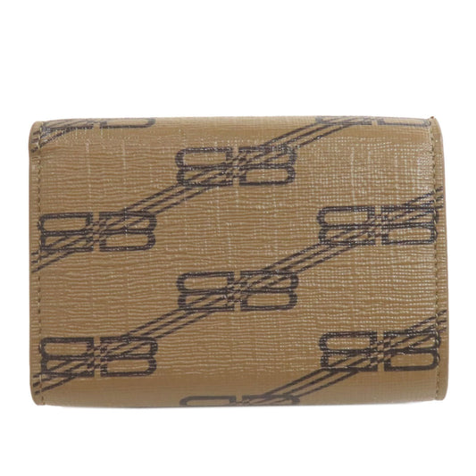 BALENCIAGA Bifold Wallet 594312 PVC Brown BB Tri-fold Wallet Women(Unisex) Used Authentic