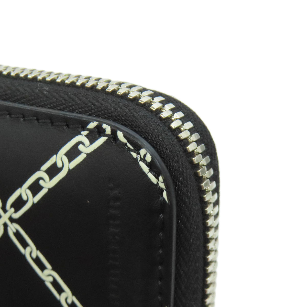 BURBERRY Long Wallet Purse leather black Chain motif Women(Unisex) Used Authentic