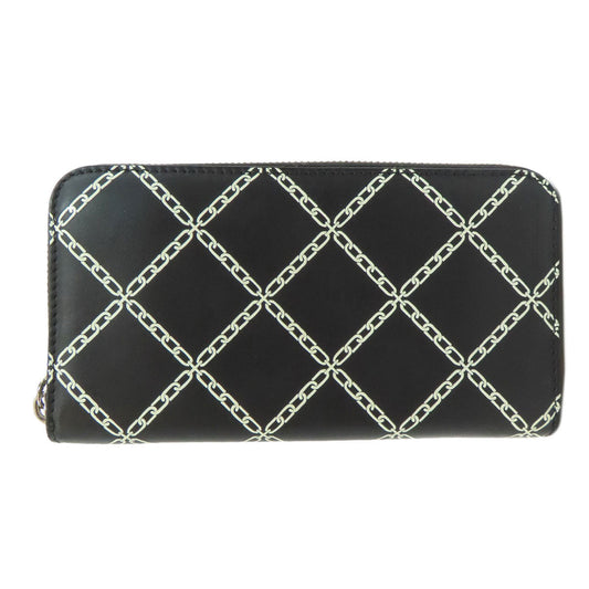 BURBERRY Long Wallet Purse leather black Chain motif Women(Unisex) Used Authentic