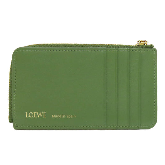 LOEWE Coin case Canvas, Leather green anagram Women Used Authentic