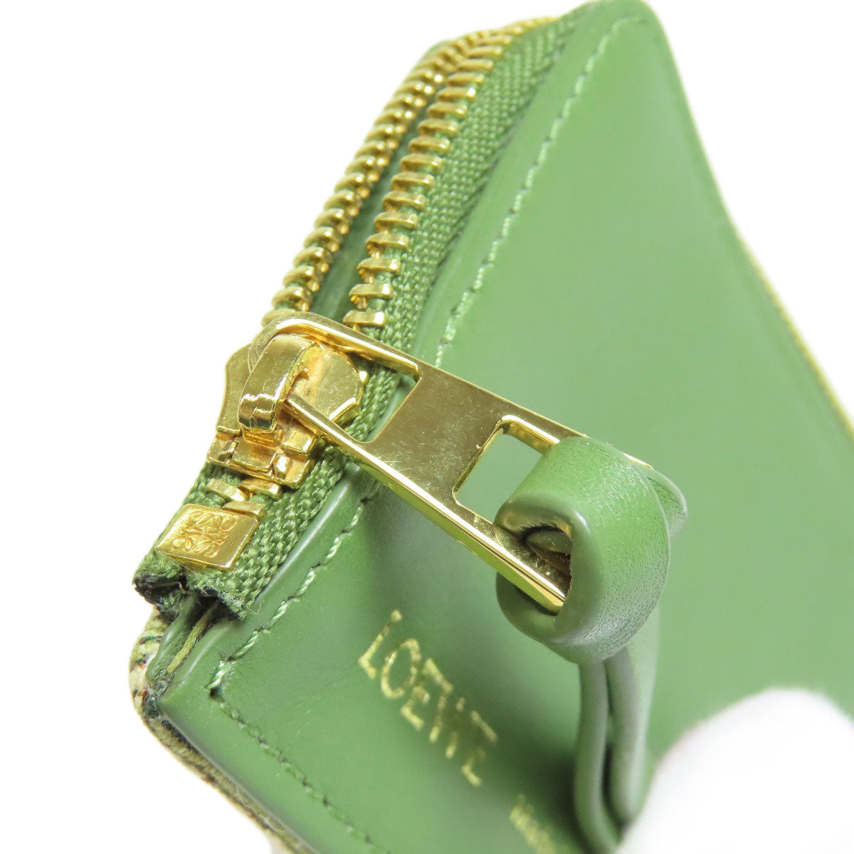 LOEWE Coin case Canvas, Leather green anagram Women Used Authentic
