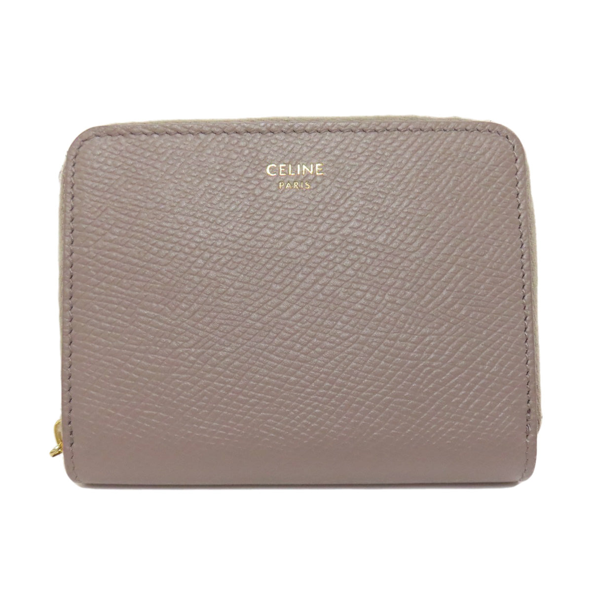 CELINE Coin case leather gray logo Women Used Authentic
