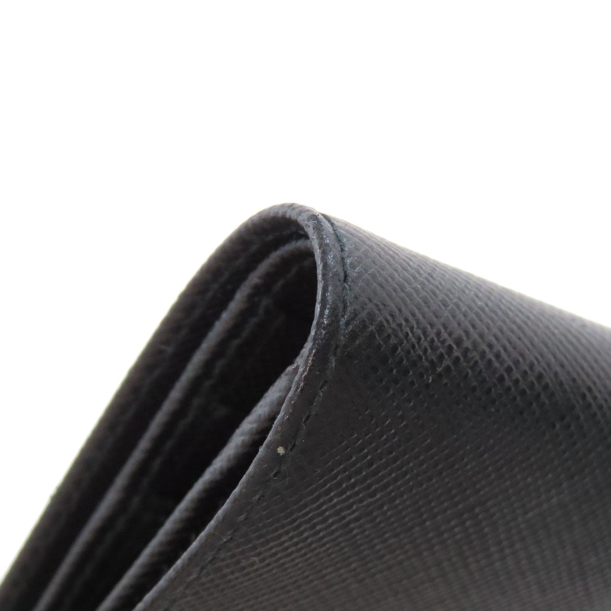 PRADA Bifold Wallet Safiano black logo Women Used Authentic