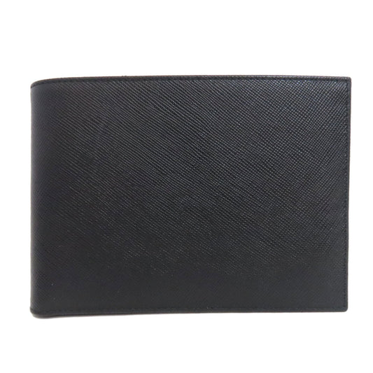 PRADA Bifold Wallet Safiano black logo Women Used Authentic